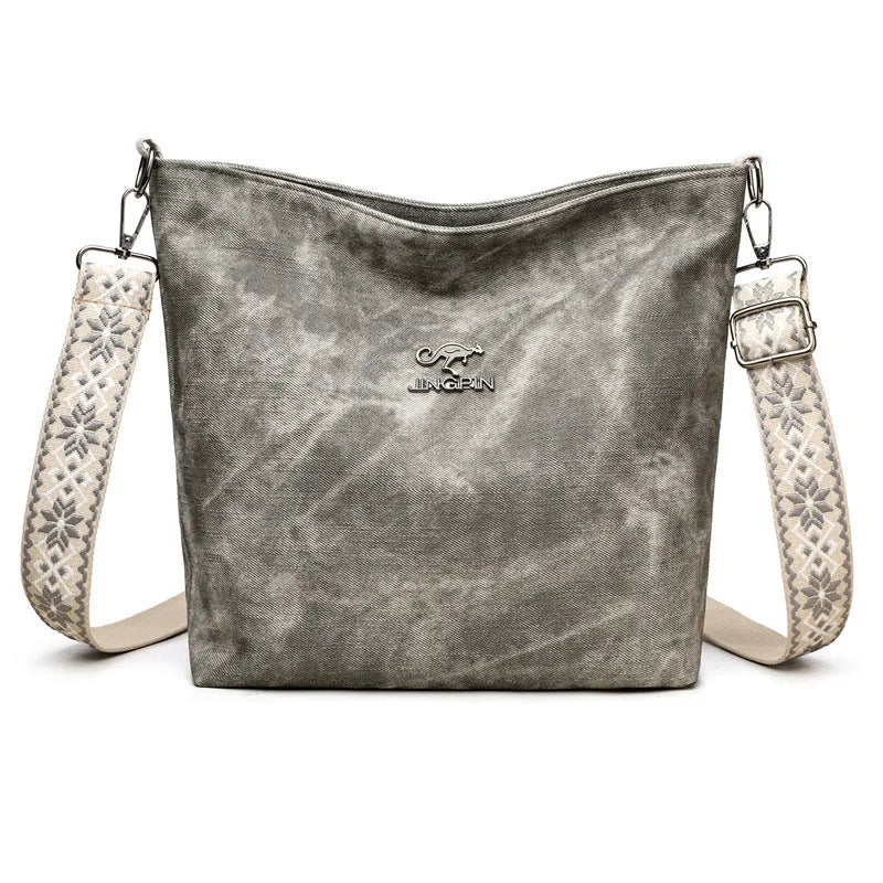 Soft PU crossbody bag in pink, grey or yellow with large capacity and adjustable shoulder strap