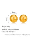 Close-up of a small spherical stainless steel stud earring with a polished electroplated finish on a grey background.