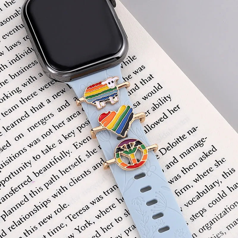 Cartoon cute rainbow love metal watch band for Apple watch with simple style and multiple colour options.
