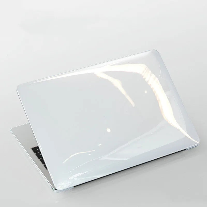 Black and transparent PC hard shell protective cases for MacBook Pro 14-inch and 16-inch laptops.