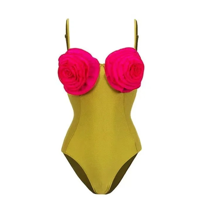 French one-piece solid colour women's bikini swimsuit in polyester fabric