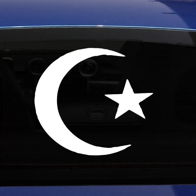 Star and moon sticker 15x15cm black or white for electric motorcycle notebook car