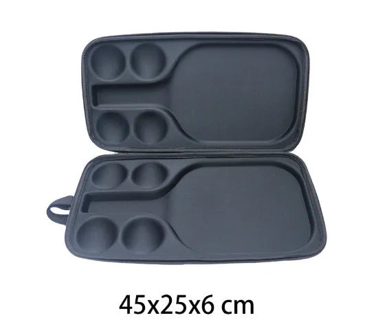 Black EVA pickleball racket storage bag with double shoulder straps, showing 45cm by 25cm by 8cm dimensions.