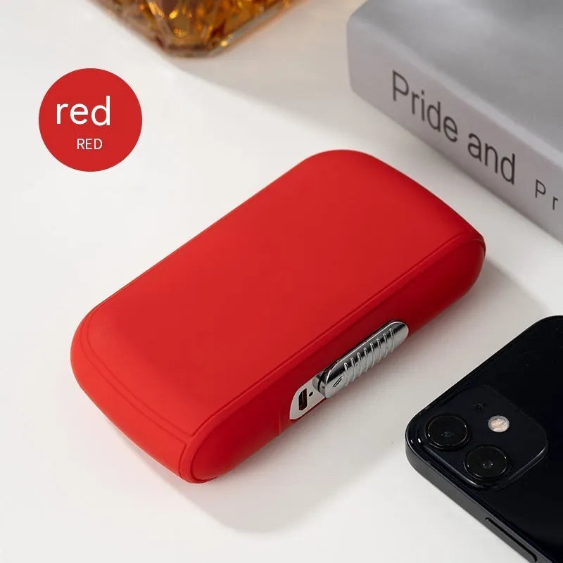 Cigarette case charging lighter in plastic with USB rechargeable, black colour, thick design
