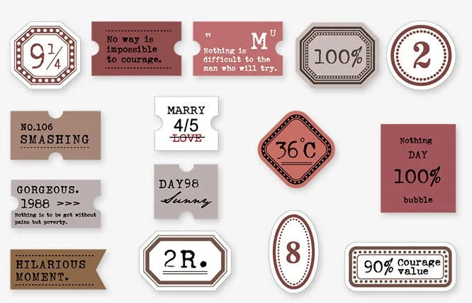 Mini Label Series retro base paper, 45 sheets, 62x45mm, specialty paper, four-colour printing, kraft box