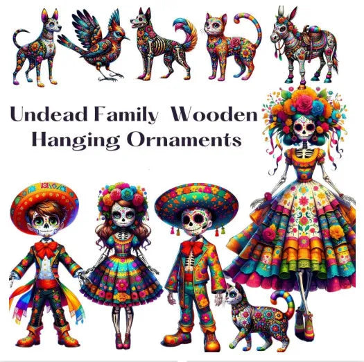 Wooden cartoon animal flat pendant home decoration in Style A or Style B, 10, 20 or 30 piece set for Halloween and Easter