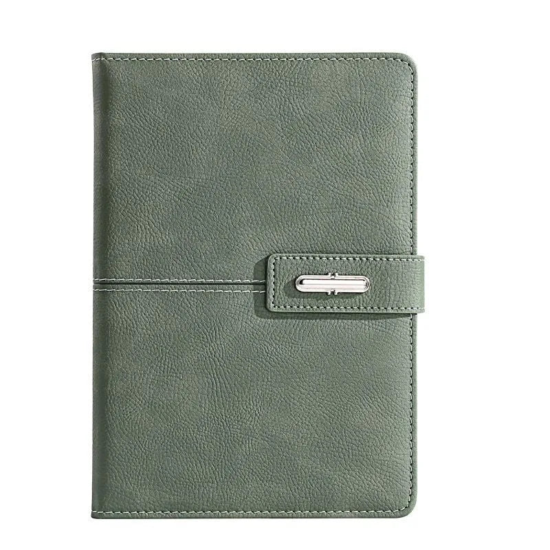 Custom A5 notebook with PU leather cover in choice of five colours and wood-free paper pages.