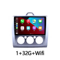 9-inch Android car stereo touchscreen with manual air conditioning controls for Fox vehicles.