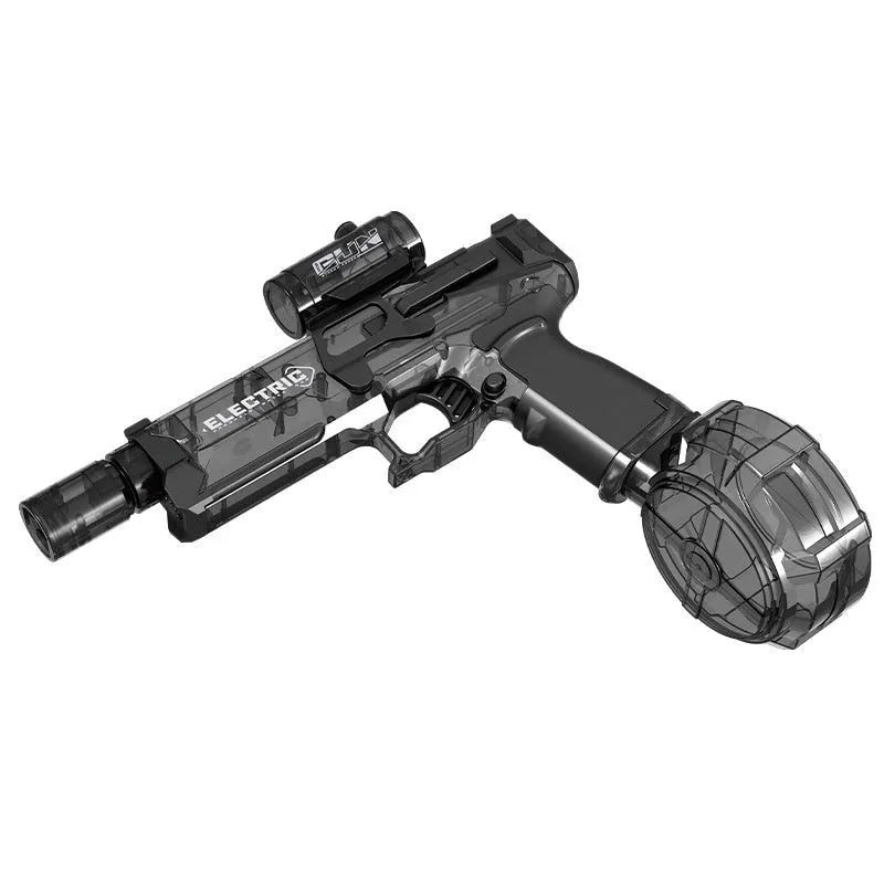 Fire Rat electric water pistol with cool light, automatic spray, black and blue colours, 8-10 metre range