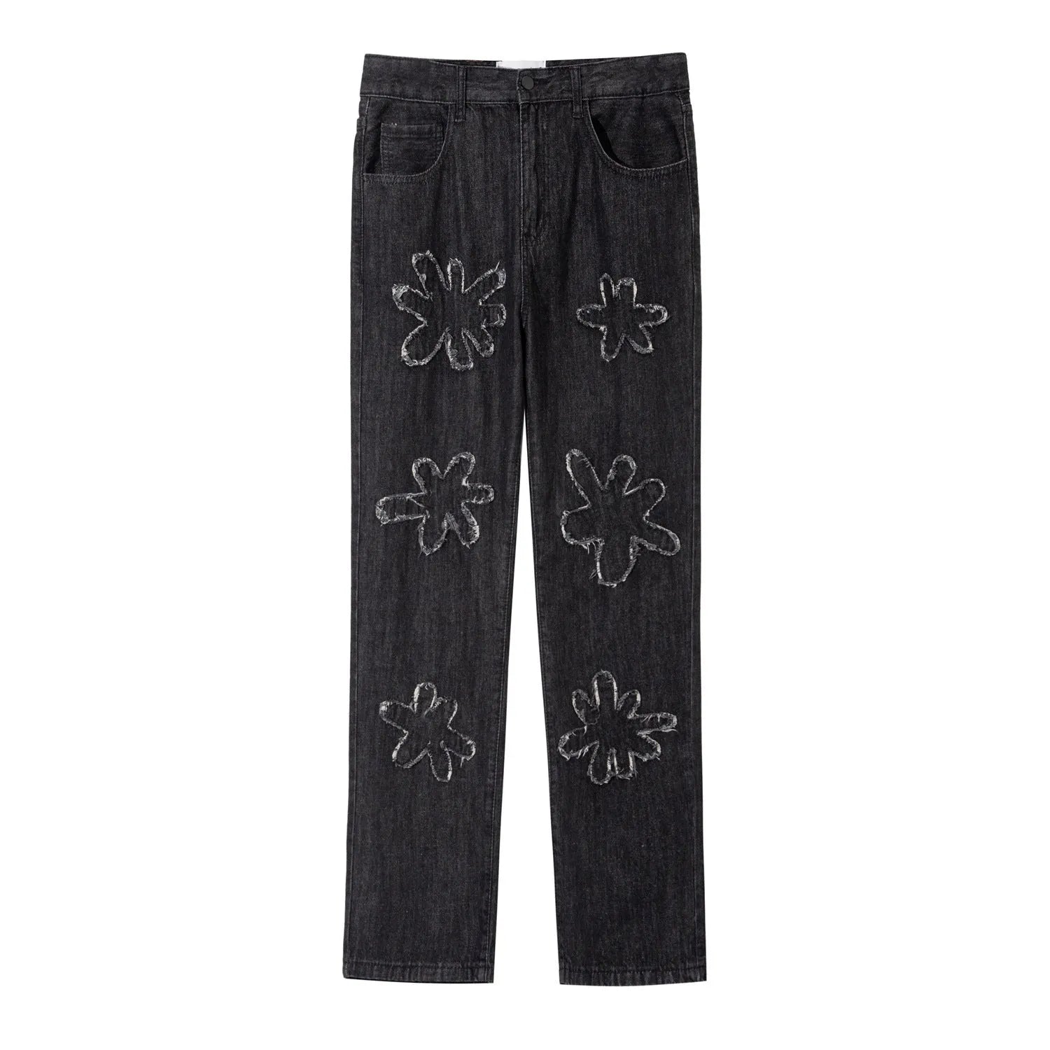 Straight leg denim jeans with washed finish in light blue colour