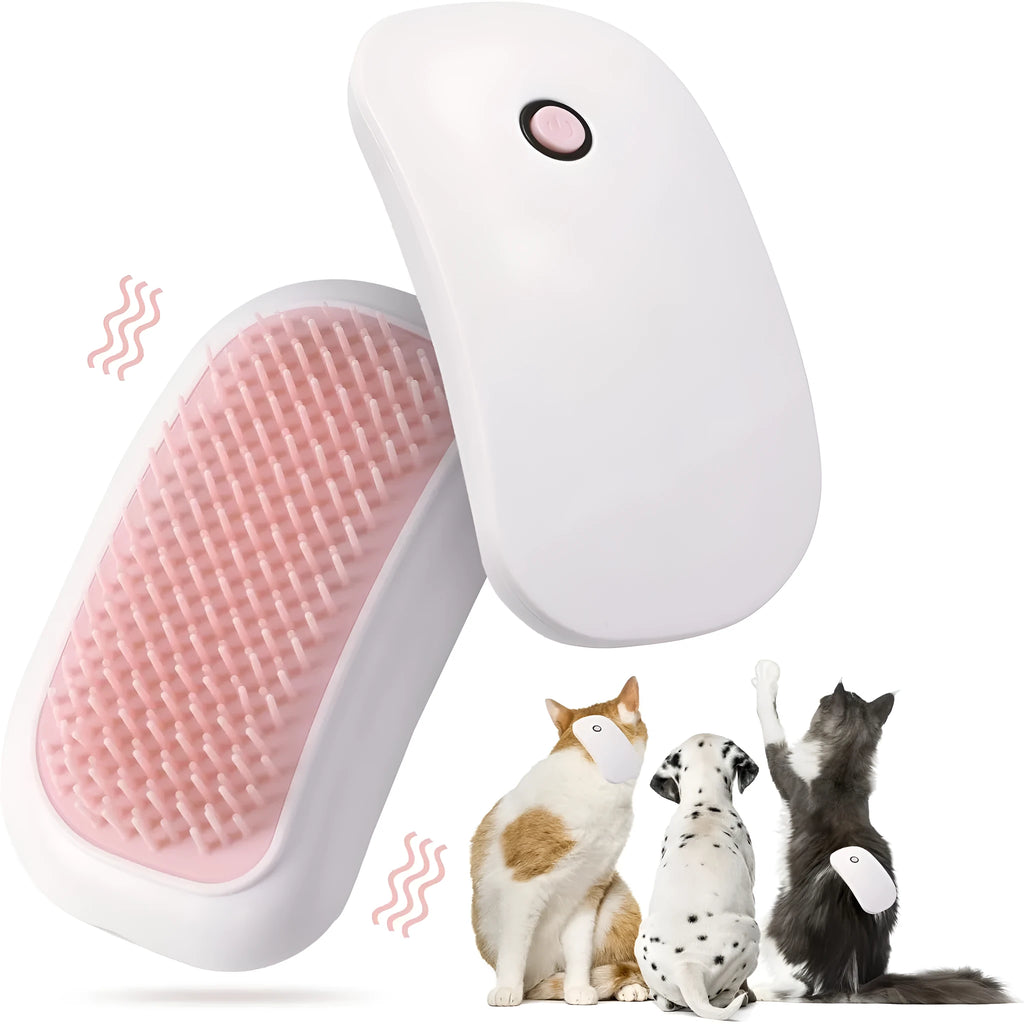 Pink electric pet massage brush with TPE teeth for cats and dogs grooming
