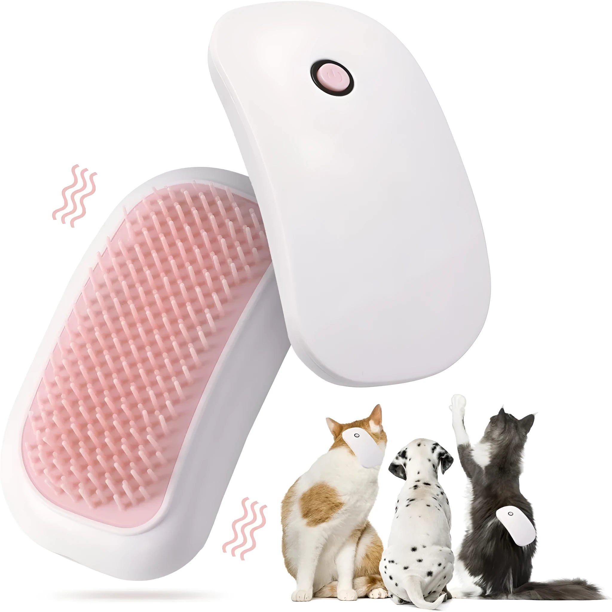 Pink electric pet massage brush with TPE teeth for cats and dogs grooming