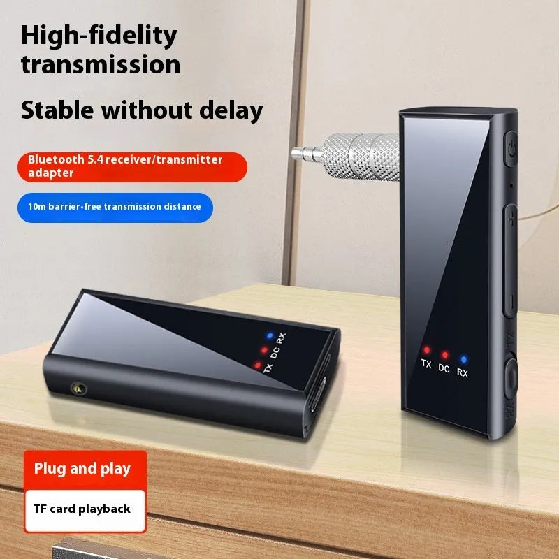 T22 3.5mm Bluetooth 5.4 two-in-one audio receiver and transmitter adapter with plug and play design