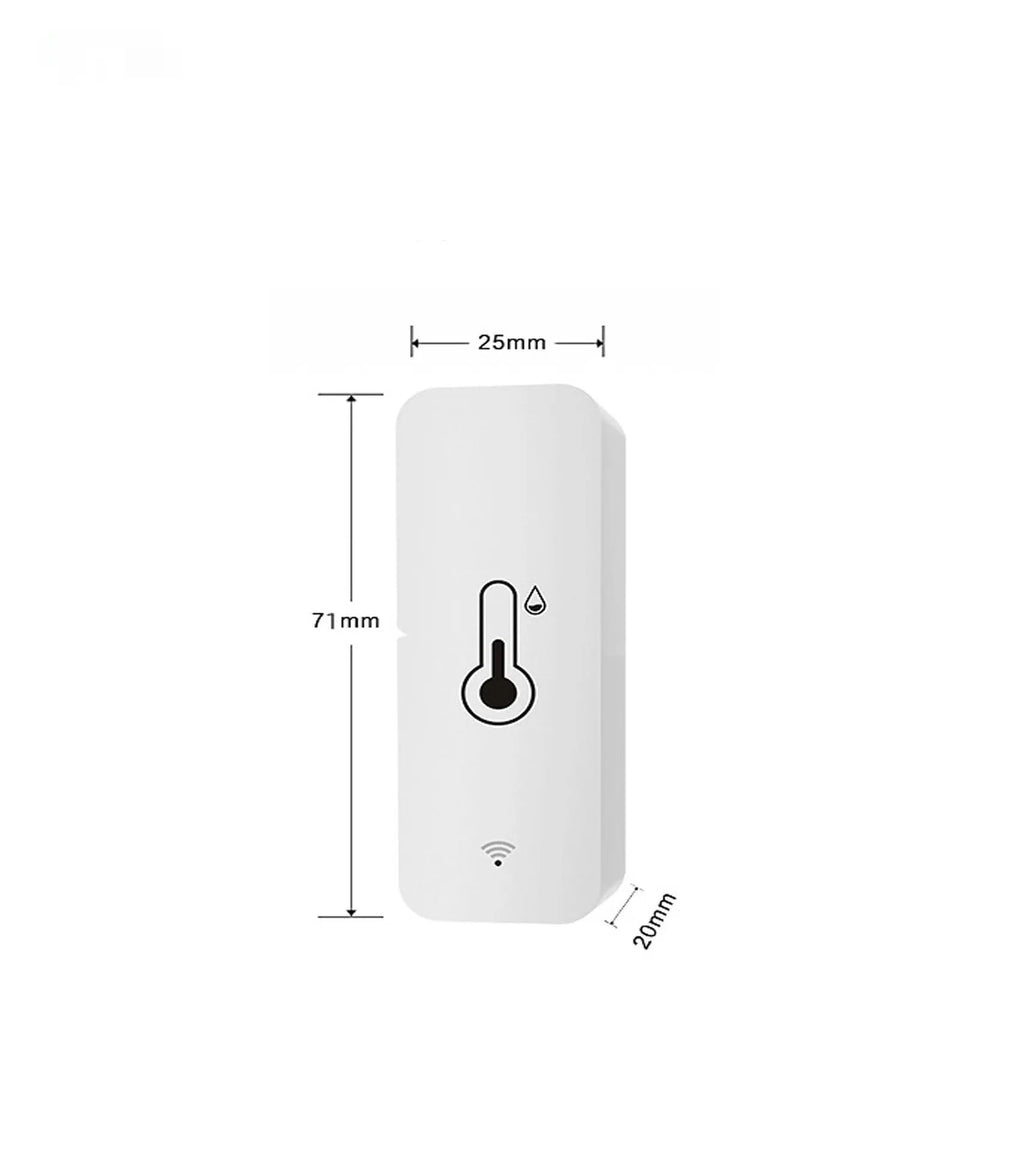 Compact white WiFi and Zigbee temperature and humidity sensor for smart home monitoring