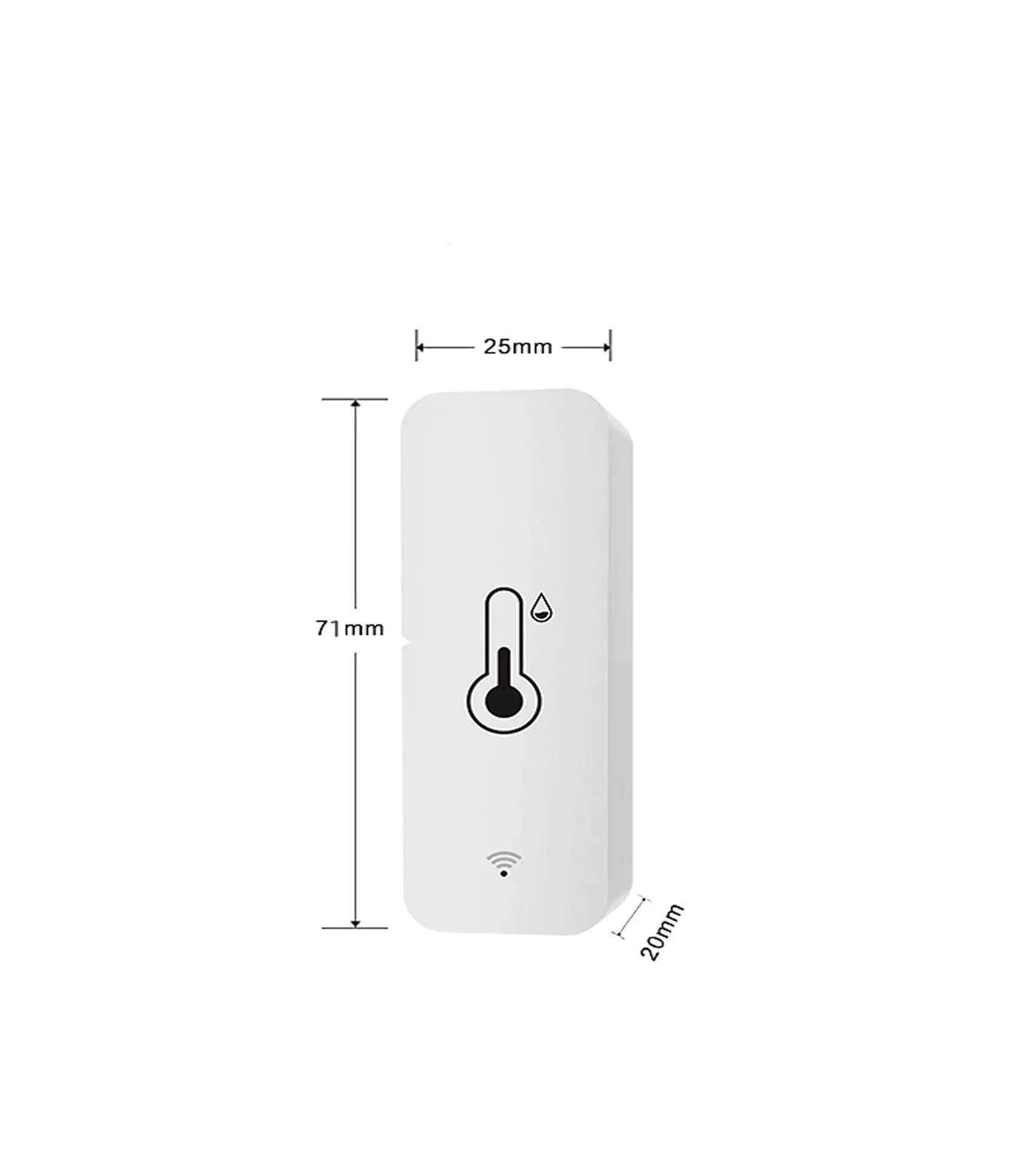 Compact white WiFi and Zigbee temperature and humidity sensor for smart home monitoring