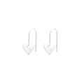 Silver Korean style heart-shaped earrings with a glossy three-dimensional design on a white background.