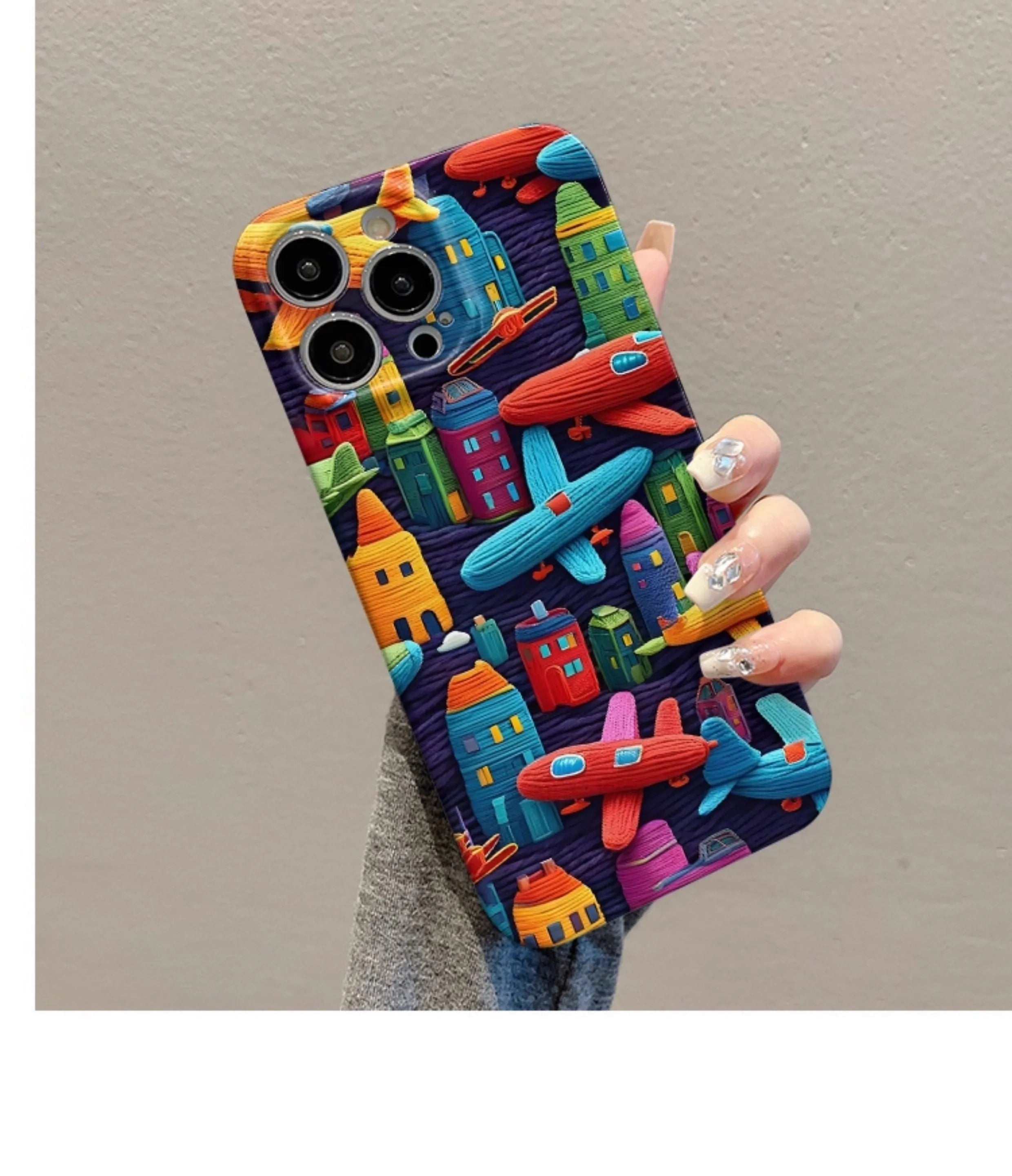 Oil painting minimalist airplane print TPU phone case for iPhone with fall protection