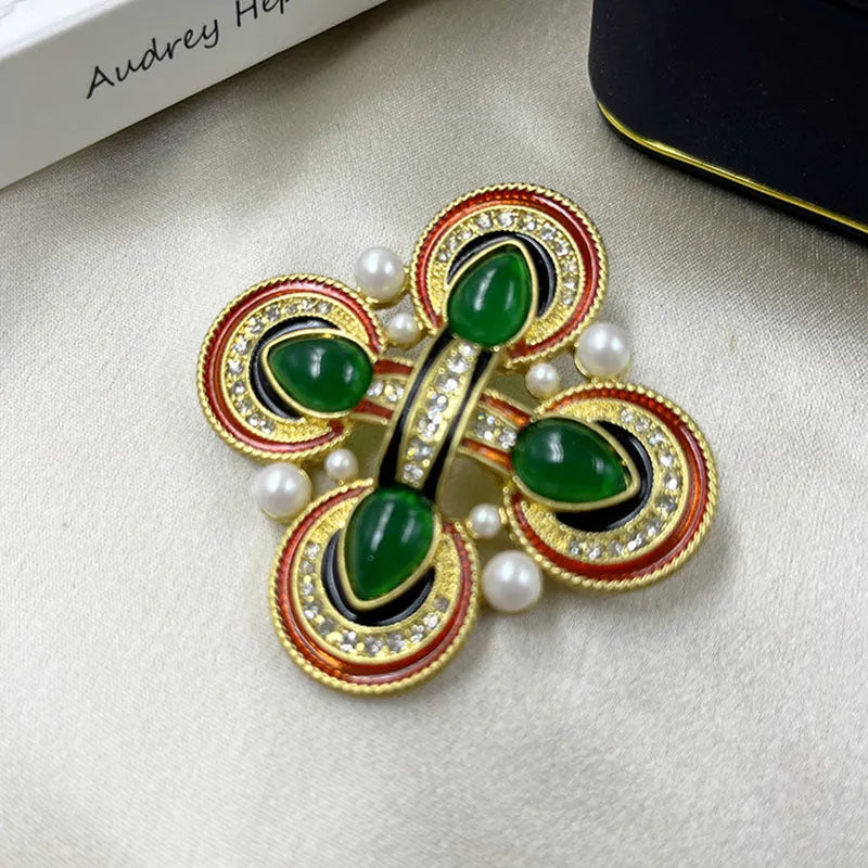 Medieval baroque cross crystal brooch in zinc alloy showing eight colour variations