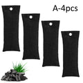Black bamboo charcoal deodoriser bag measuring 16.5 by 6.5 centimetres for shoe and household odour control