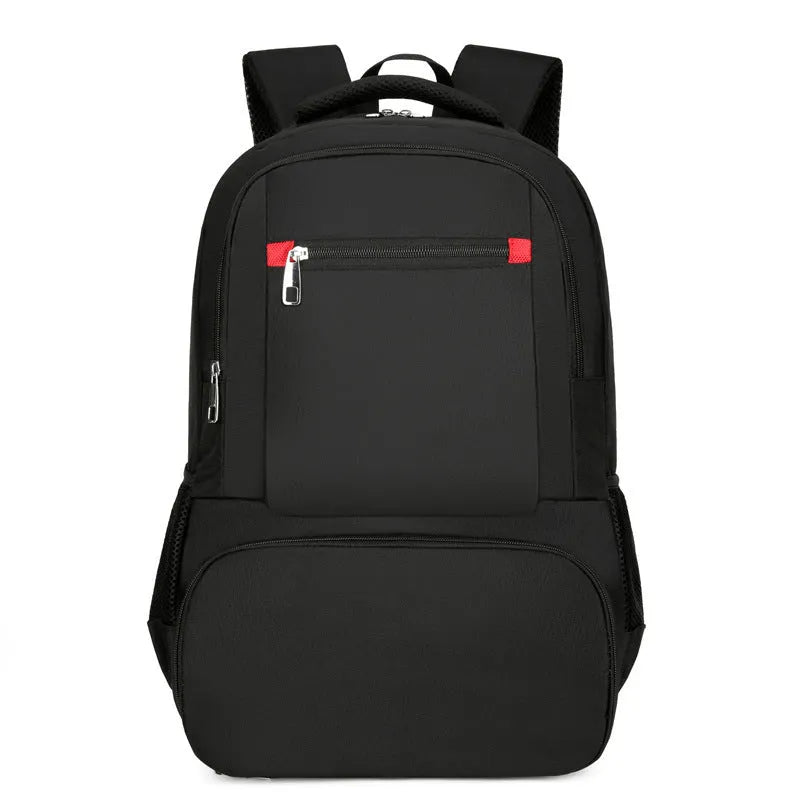 Light grey insulated Oxford cloth backpack with curved shoulder straps and multiple compartments.