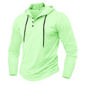 Men's sports fitness hooded long sleeve top in black polyester fabric with hood and long sleeves