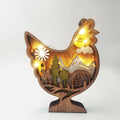 Boxwood wooden animal decoration bird with lamp on shelf 18x14x3.2cm
