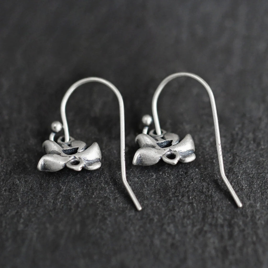 925 sterling silver lotus hook earrings for women, retro artistic flower shape, silver finish