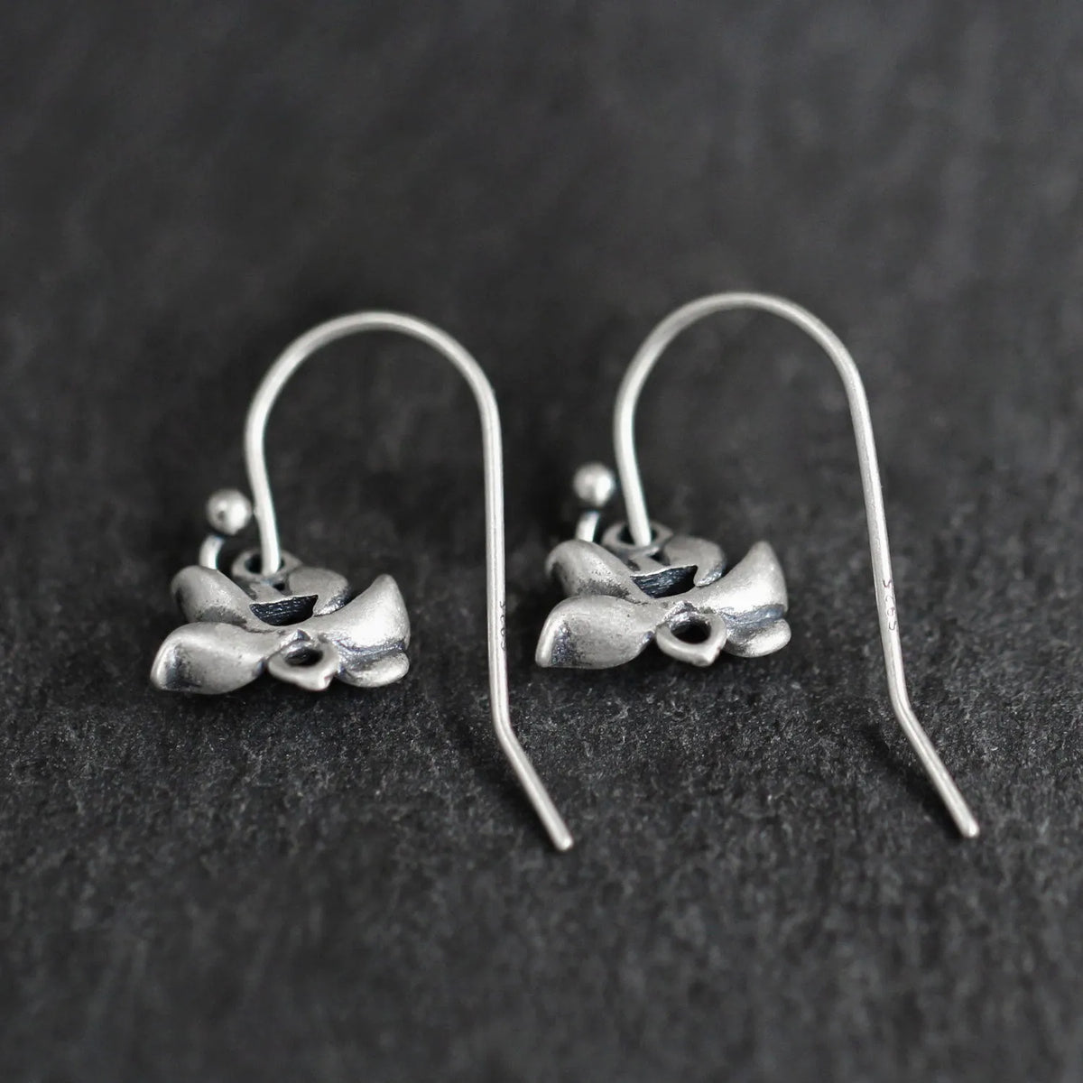 925 sterling silver lotus hook earrings for women, retro artistic flower shape, silver finish