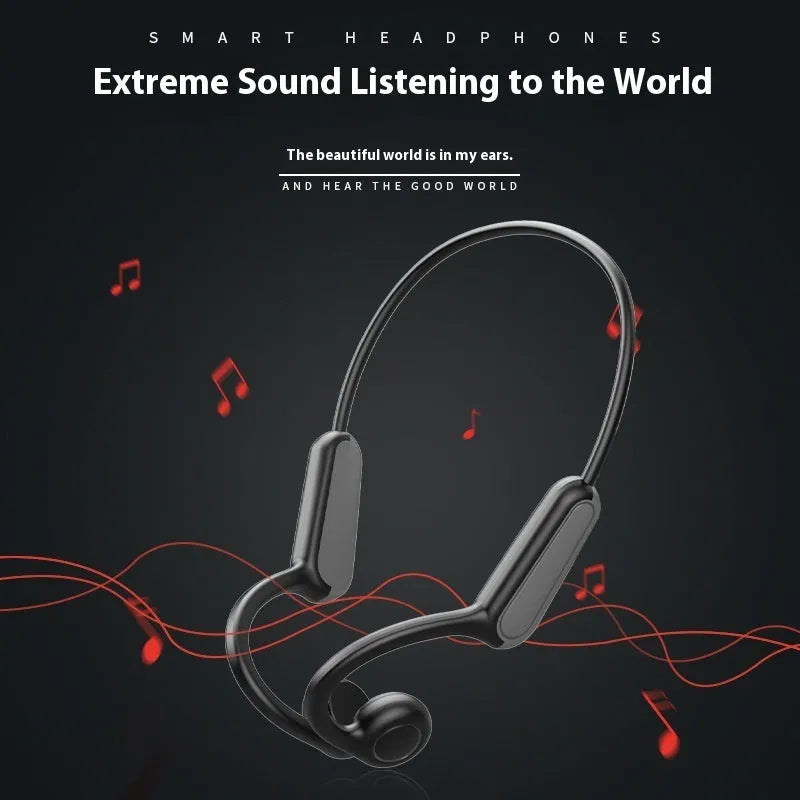 B8 bone conduction wireless Bluetooth headset in black, white or orange, PC ABS head-mounted sports earphones