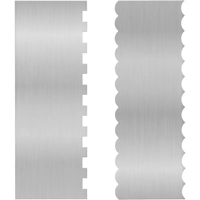 Stainless steel cake scraper with polygon pattern edges for cake decorating