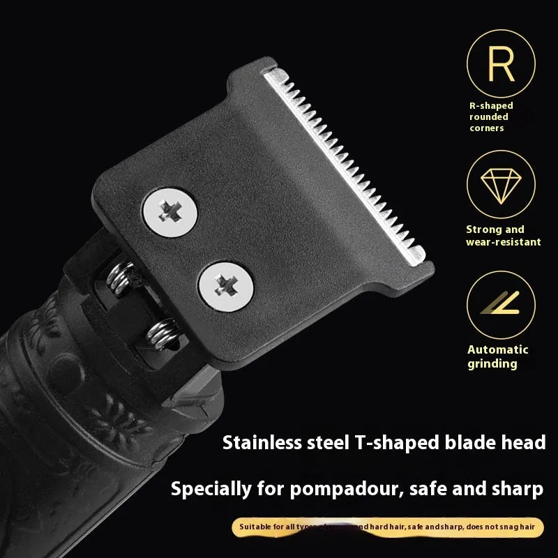 Rechargeable quiet electric hair clipper with washable blade and USB charging in black