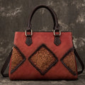 Top layer cowhide retro European women's messenger bag with plaid finish and soft handle in vintage brown