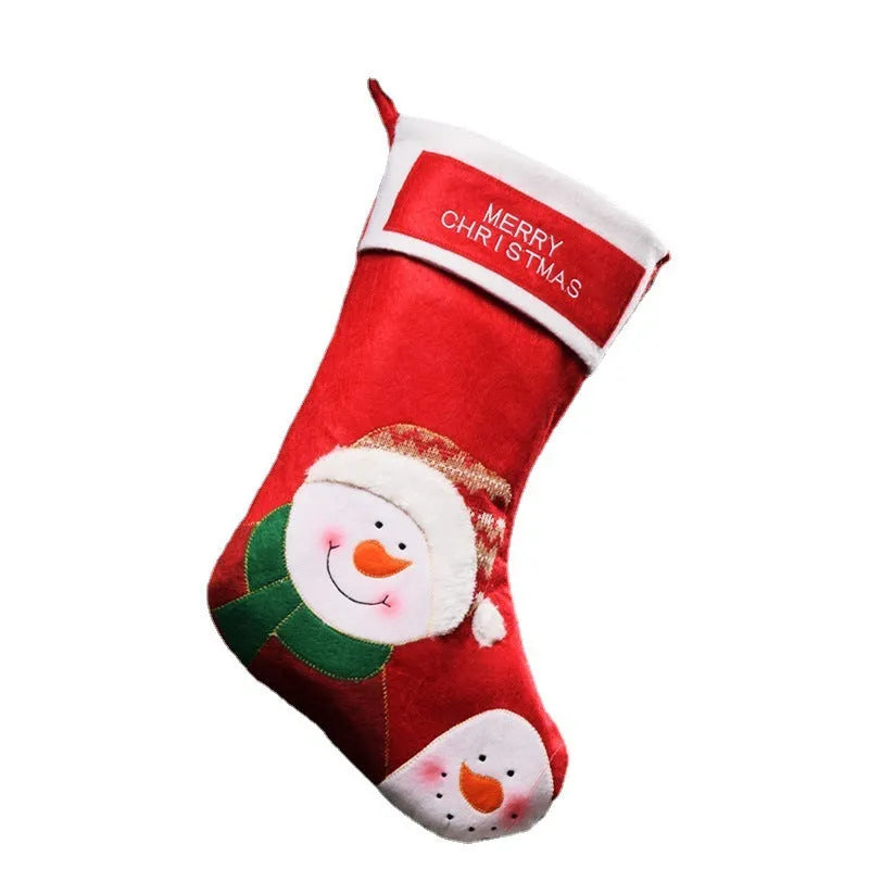 Non-woven fabric Christmas stocking candy bag with elk, old man, and snowman designs