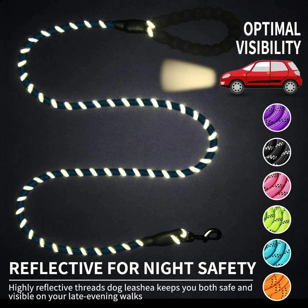 Reflective luminous nylon dog leash 1.5m length 0.8cm width in blue for small medium pets
