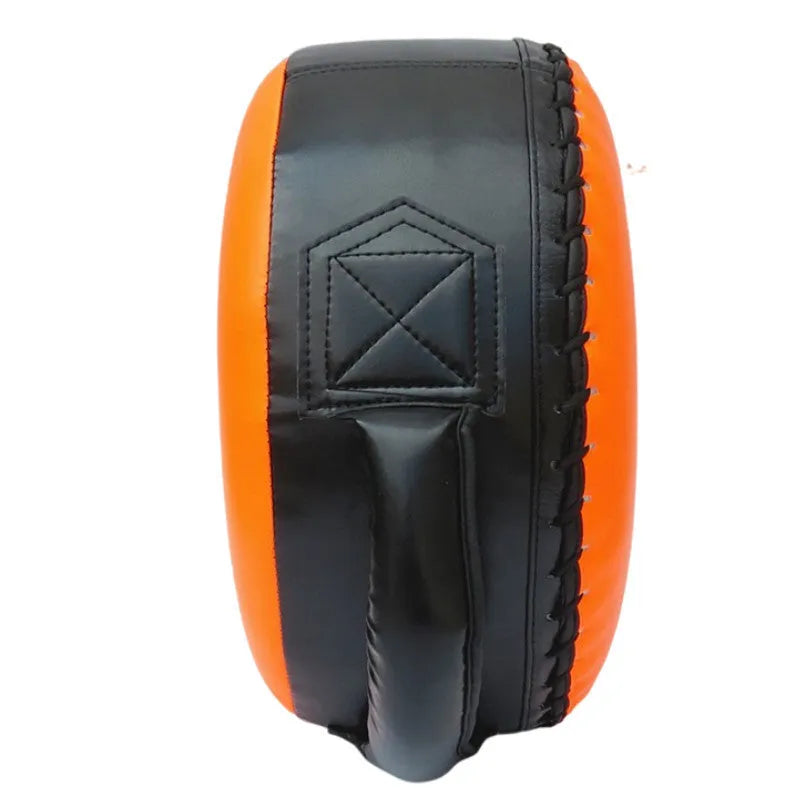 Handheld PU boxing shield target in fluorescent orange for martial arts training