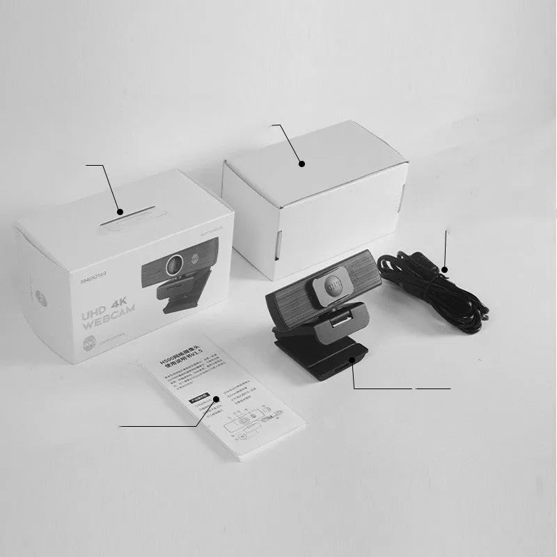 Black ABS computer webcam with USB cable and magnetic privacy cover for video conferencing