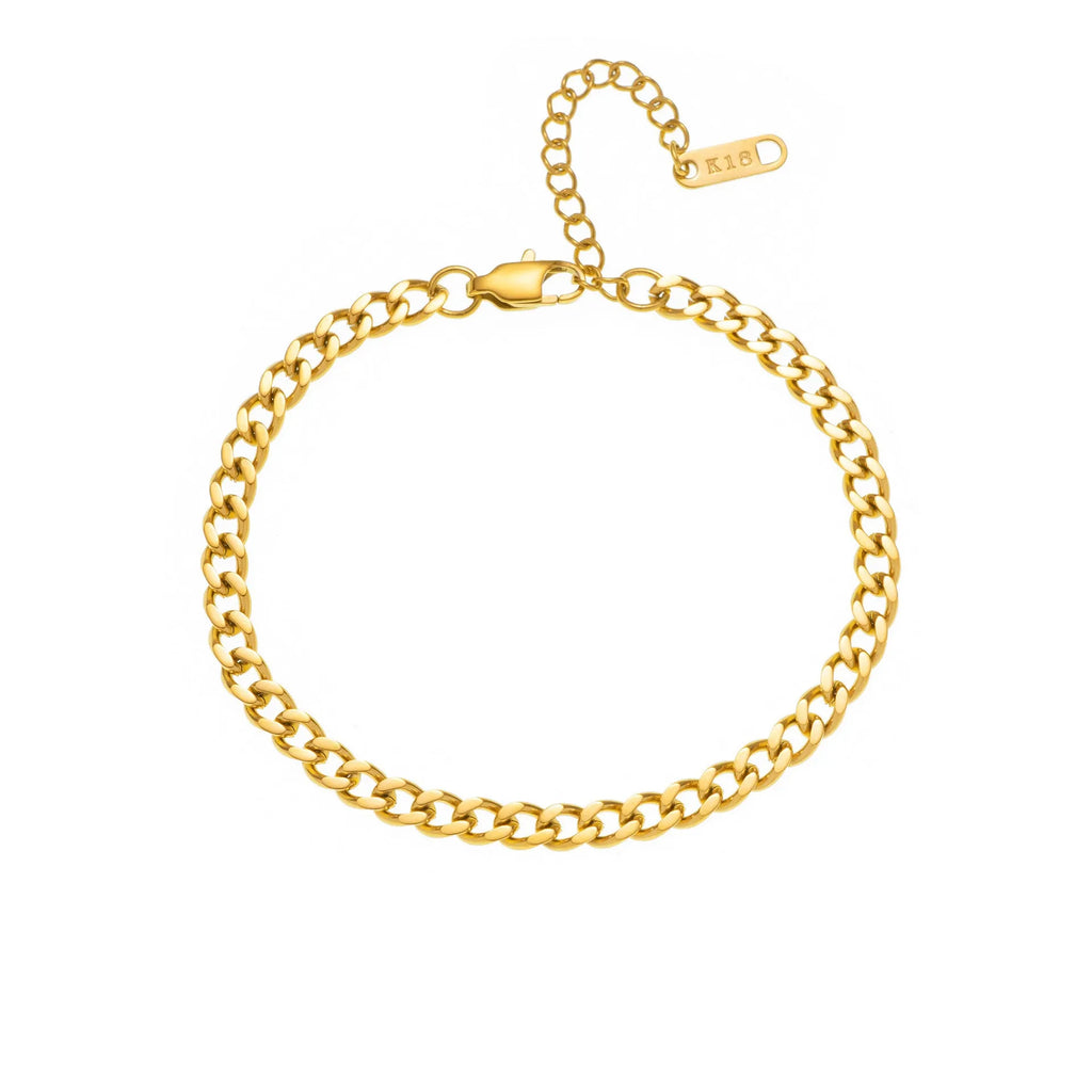 Gold electroplated titanium steel necklace with the letter 'A' pendant on a 40.5 cm chain.