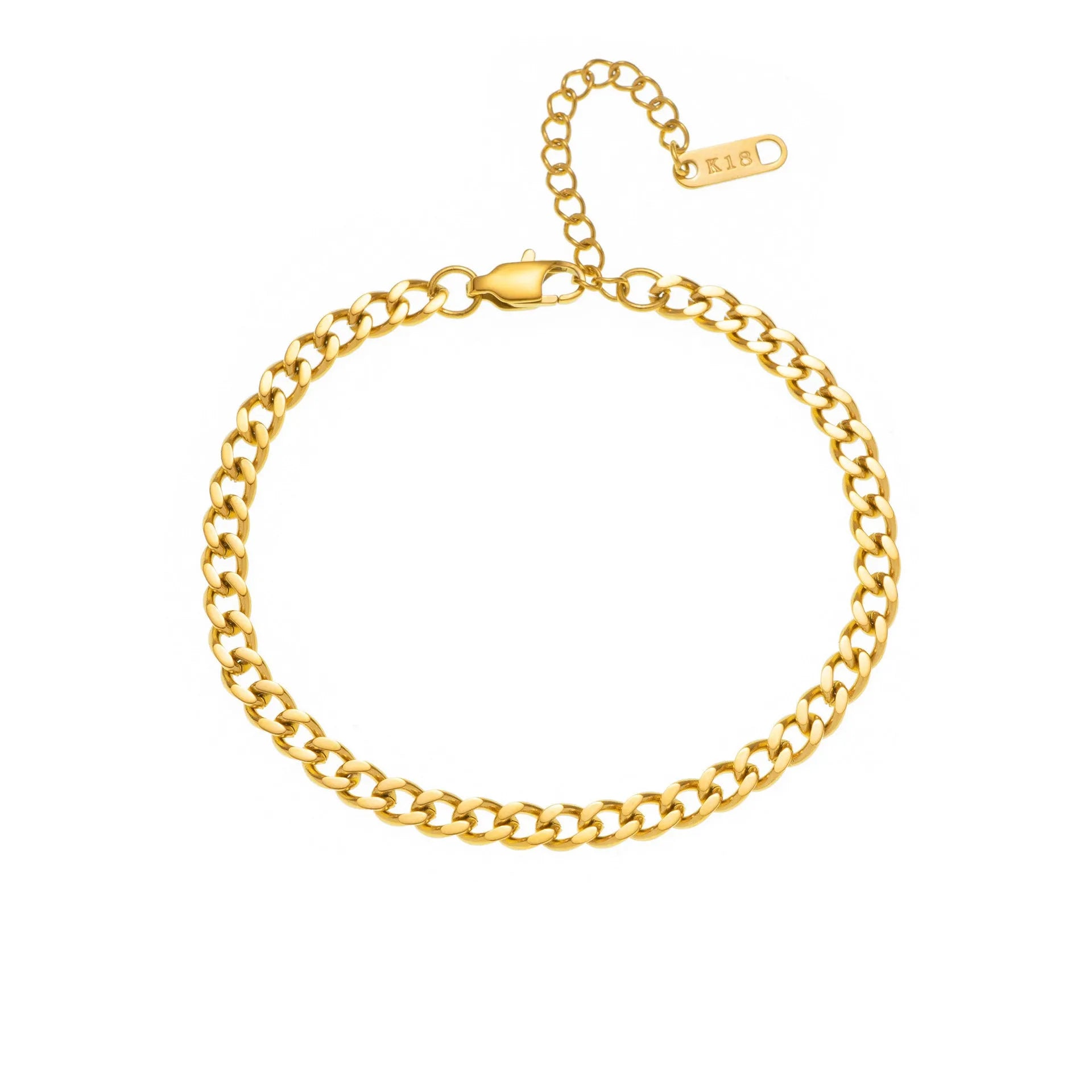 Gold electroplated titanium steel necklace with the letter 'A' pendant on a 40.5 cm chain.