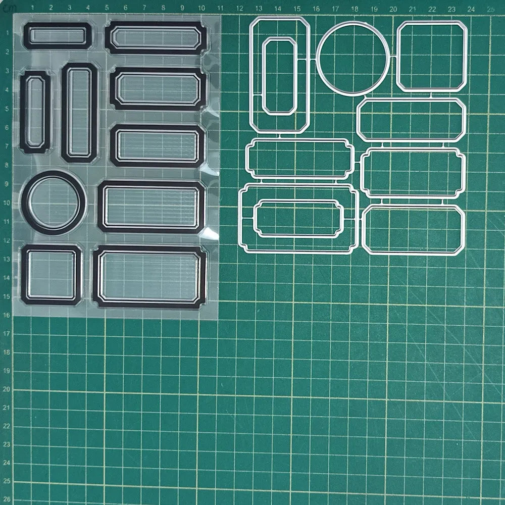 Contour label silicone transparent stamp with metal material in LG24-7108 colour for home geometry use