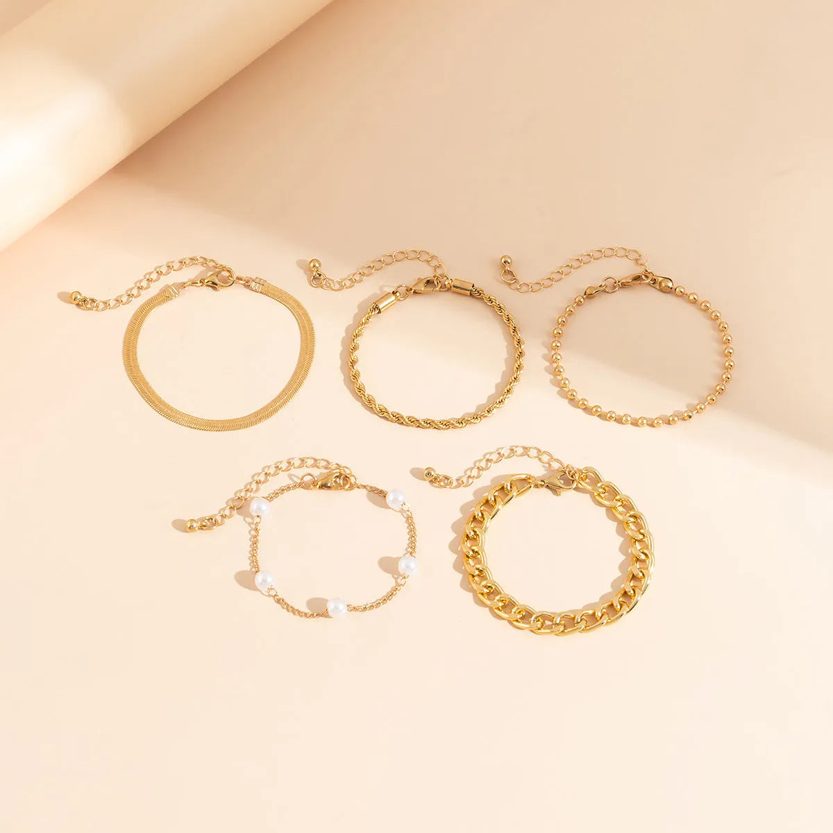 Retro pearl chain beaded bracelet electroplated alloy heart shape women's affordable luxury style