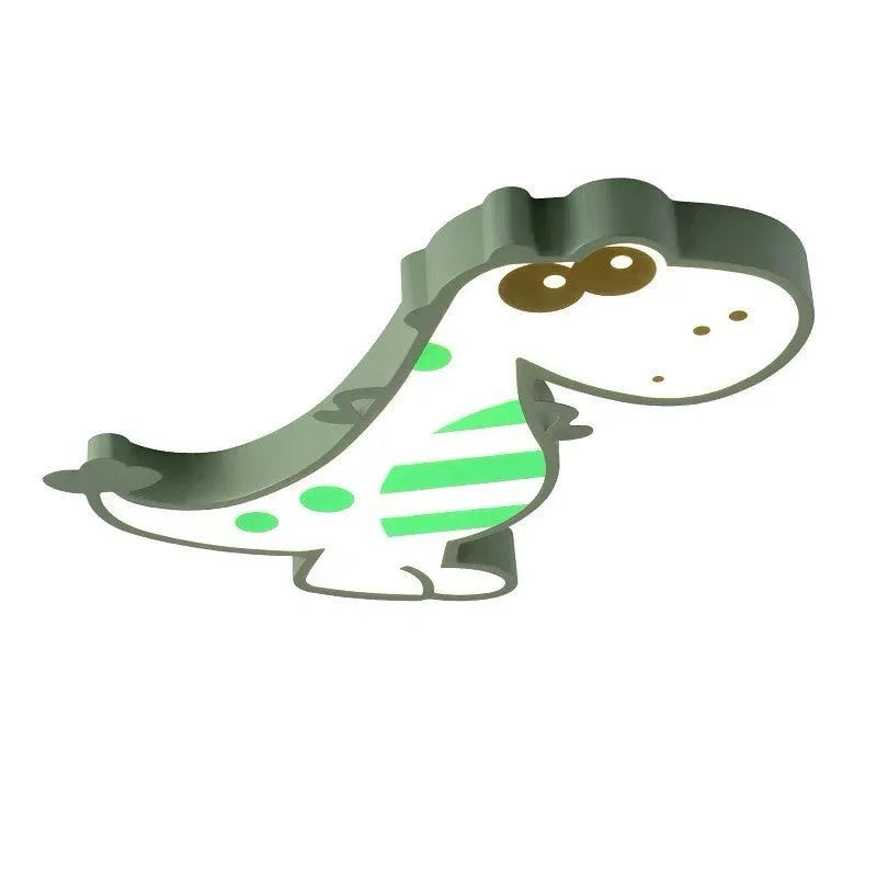 Cartoon dinosaur ceiling light with aluminium body and PVC shade measuring 48cm diameter