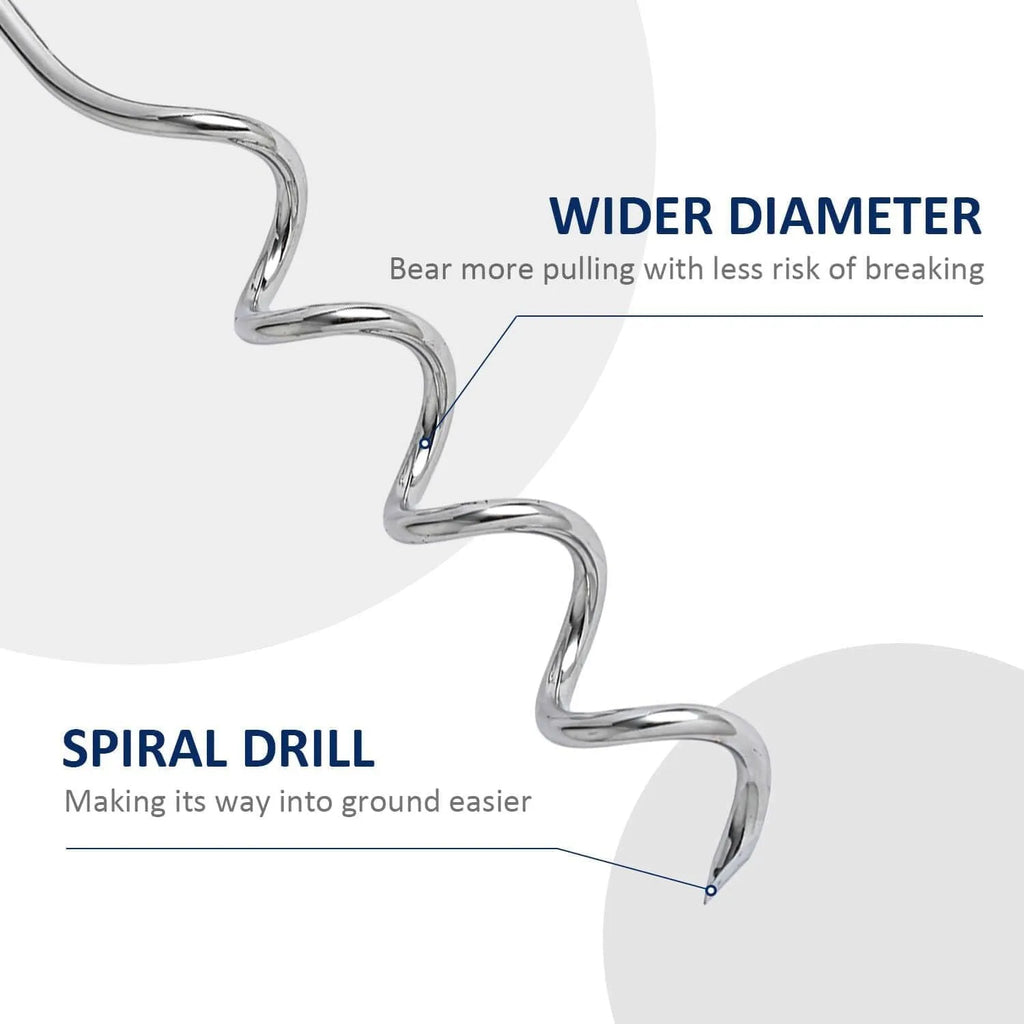 Steel spiral dog tie out stake measuring 8mm diameter by 40cm length with rust-resistant finish