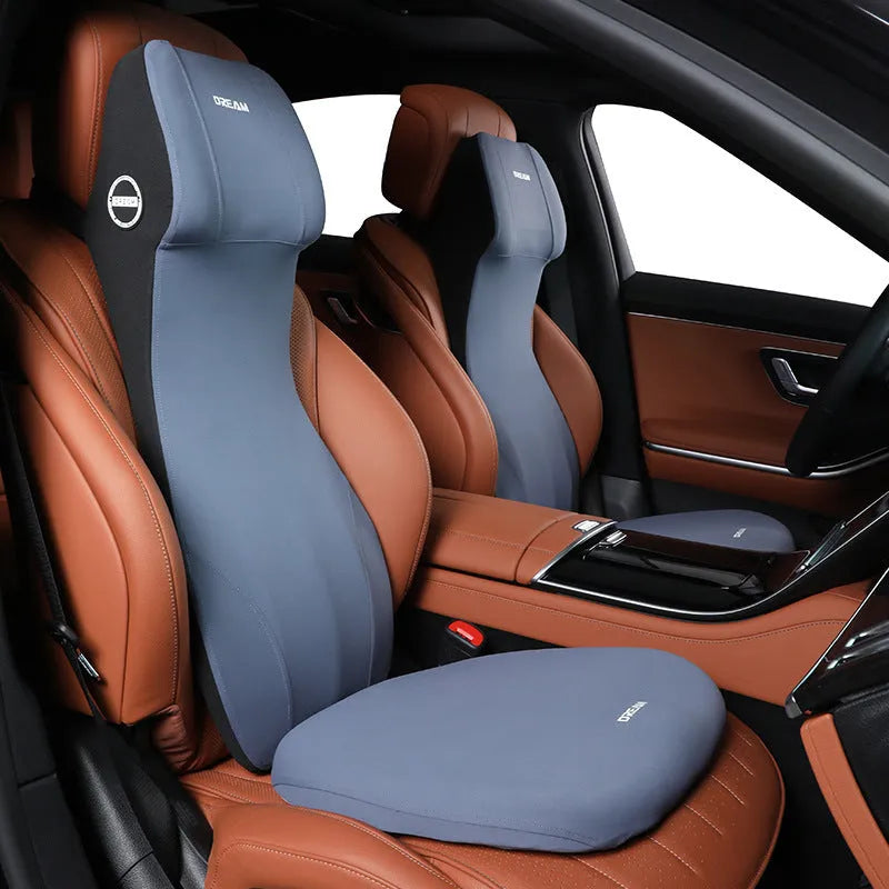 Automotive memory foam waist cushion and headrest mat in six colour options