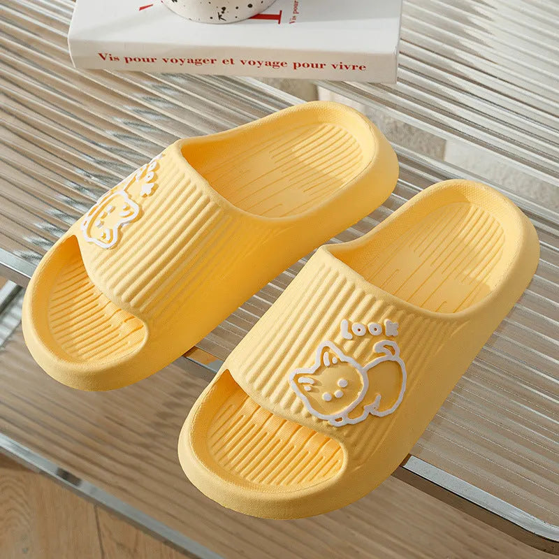EVA cat platform slippers in various colours showing thick sole and flip-flop design