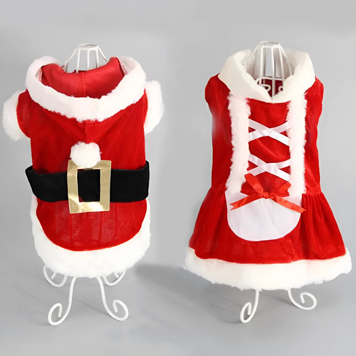 Red plaid acrylic skirt and vest set for small dogs, Christmas pet clothing, sizes XXS to L