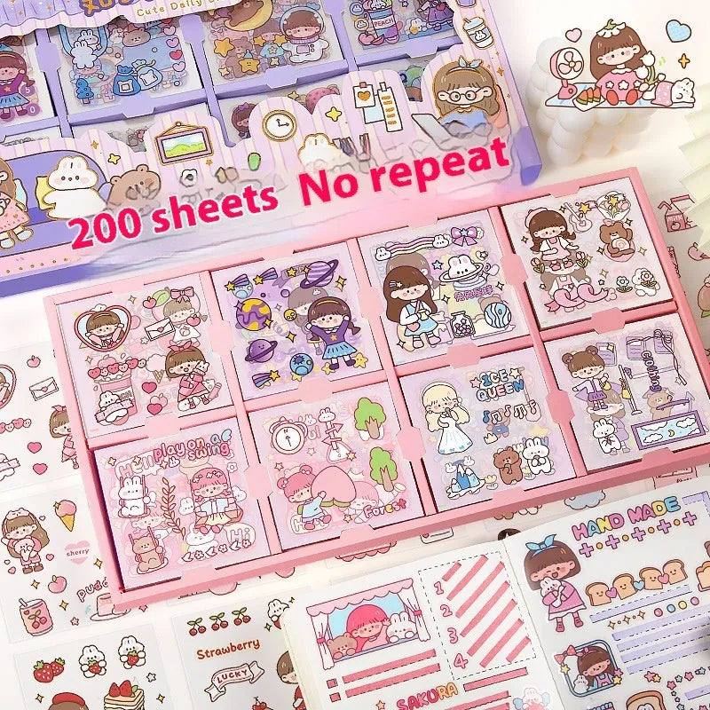 Pack of colourful printed card stickers for children's notebooks with five different design themes.