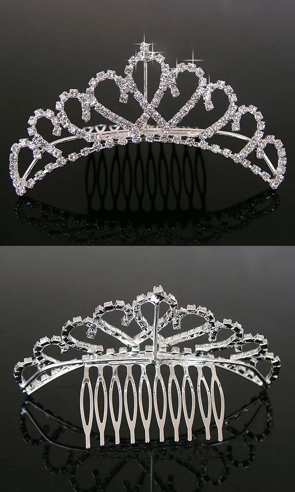 White rhinestone bridal crown headdress for women's wedding ceremony use