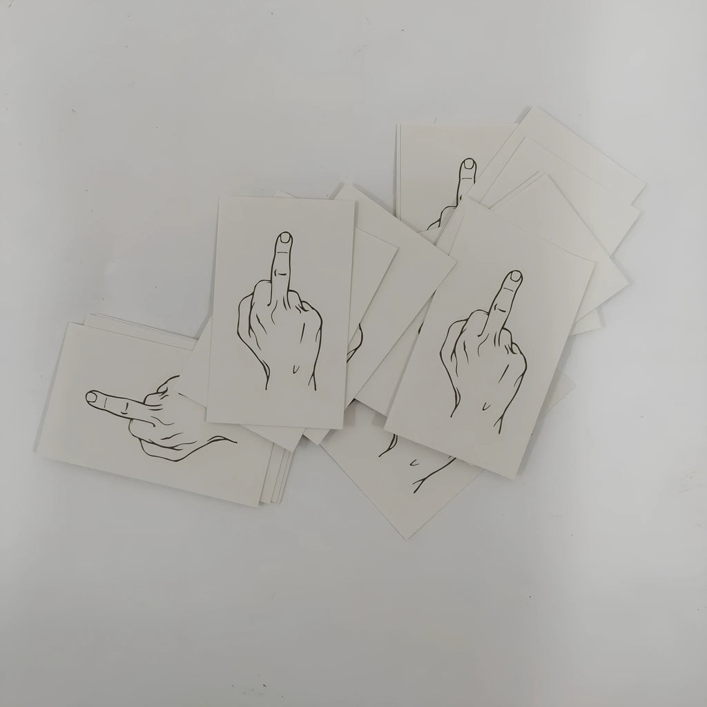 Illegal parking reminder card with middle finger design on paper with colour printing