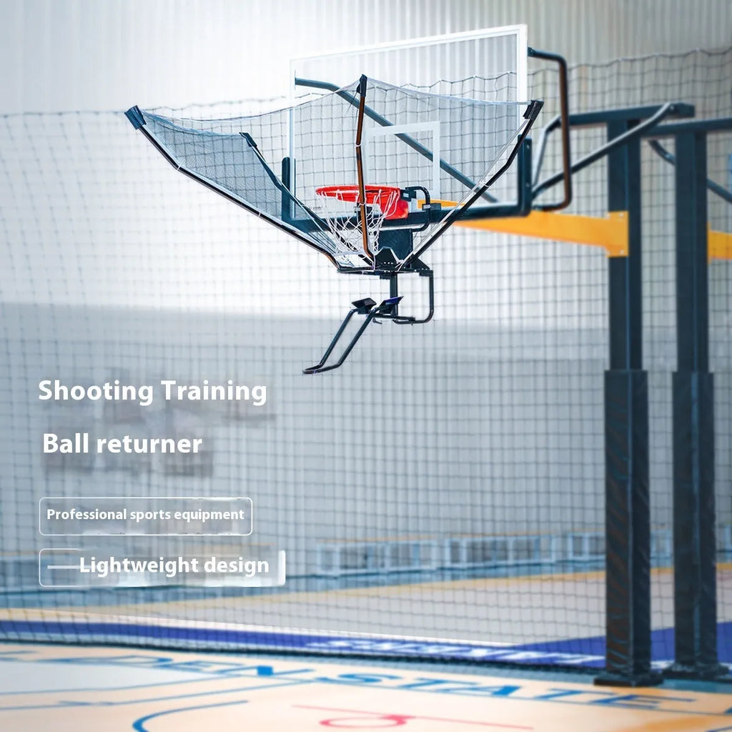 Automatic basketball training ball return machine for solo shooting practice.