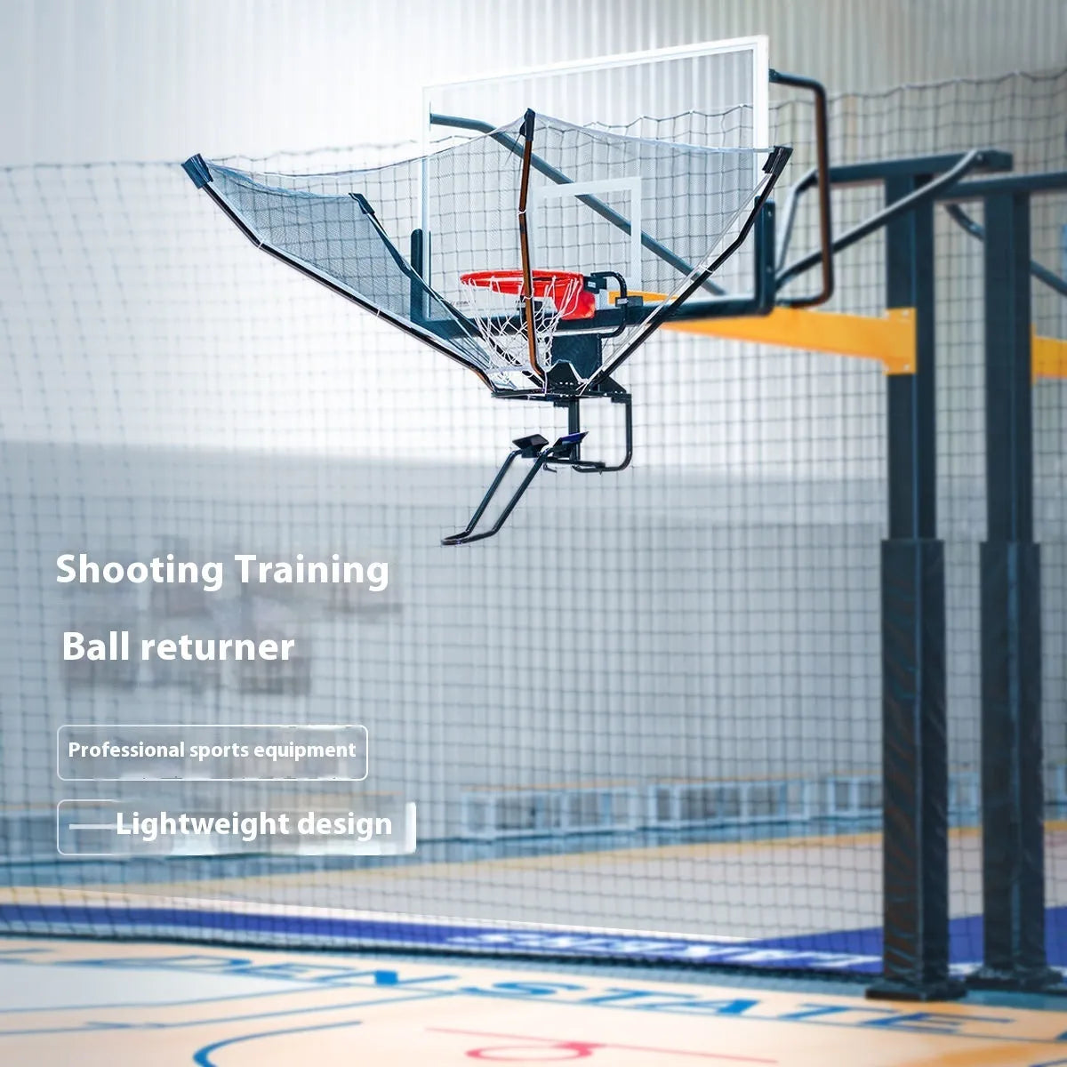 Automatic basketball training ball return machine for solo shooting practice.